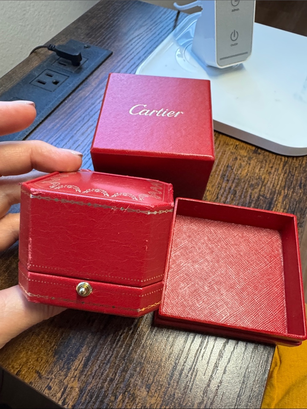 Cartier Red Jewelry Box  with Gold Accent